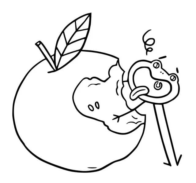 Coloriage Manger Des Pommes Pour Etre En Sante - Pomme à imprimer