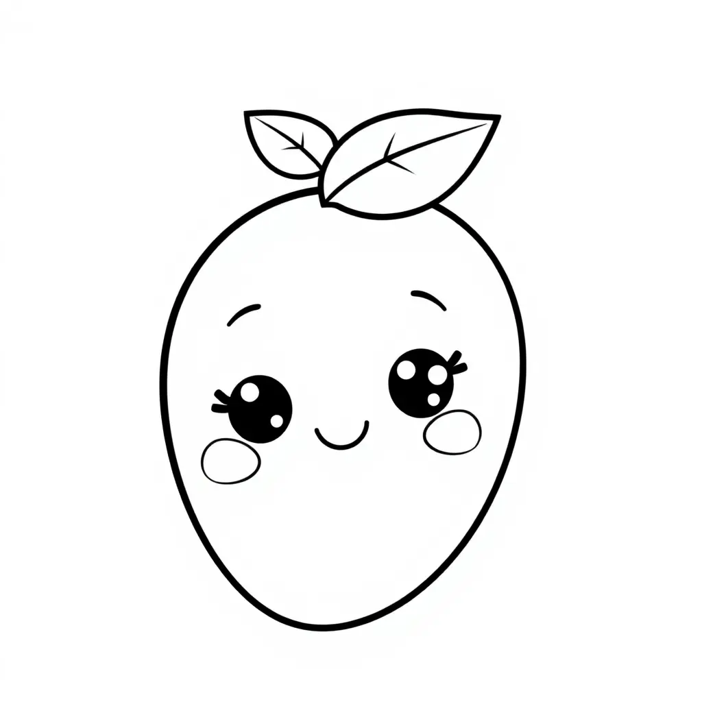Coloriage Mango 3 Fruit Kawaii - Kawaii fruits à imprimer