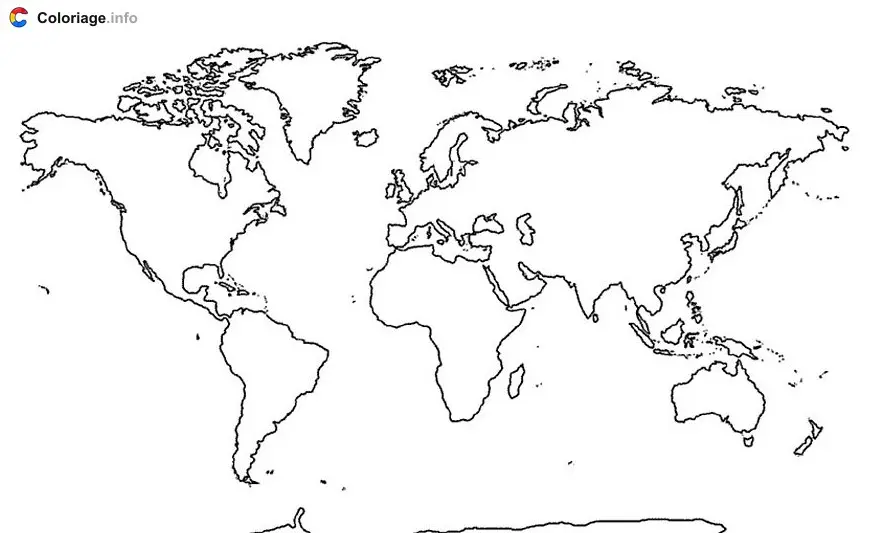 World Map coloring page to print