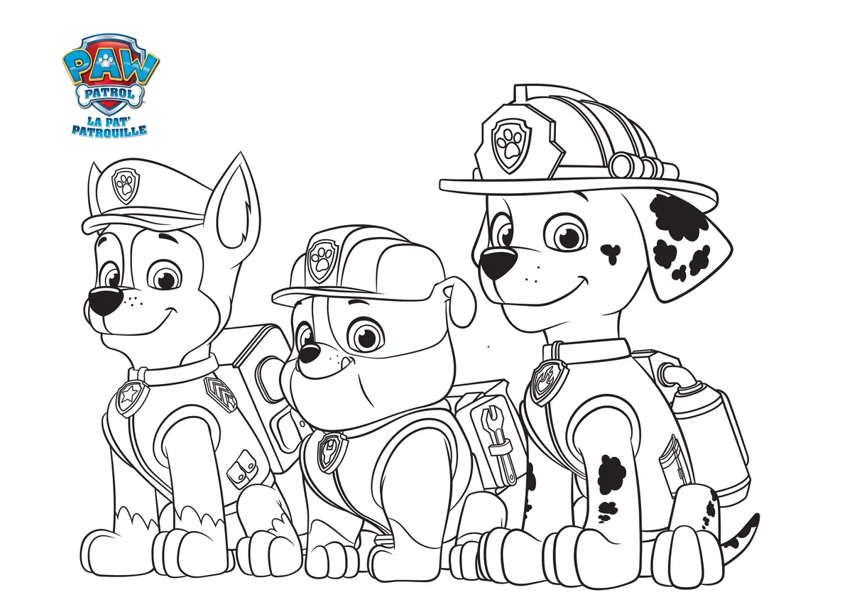 Coloriage Marcus Chase Zuma Le Grand Sourire Min - Pat patrouille à imprimer