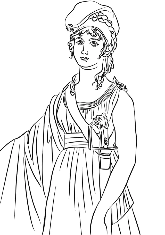 Coloriage Marianne Avec Bonnet Phrygien - France à imprimer
