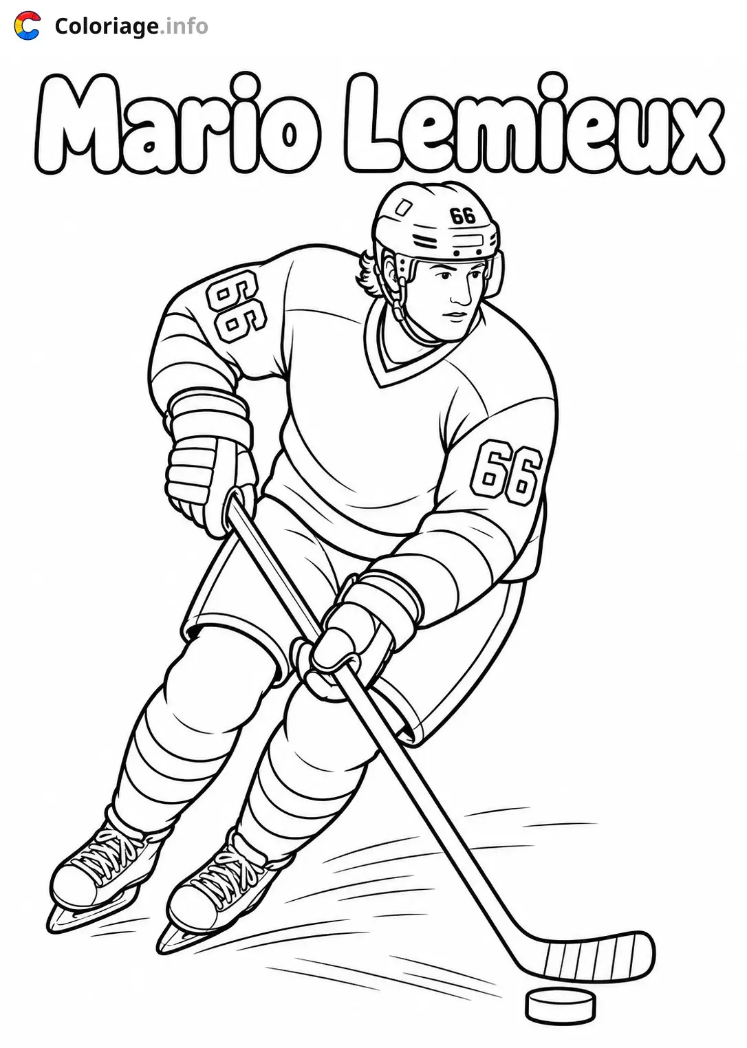 Dibujo de Mario Lemieux, leyenda del hockey para colorear