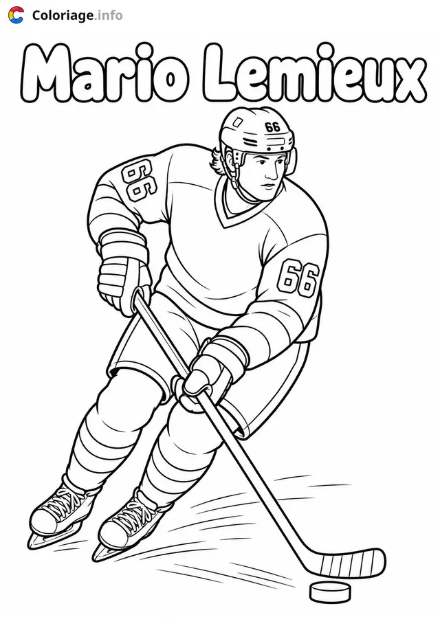 Coloriage Mario Lemieux joueur de hockey - Hockey à imprimer