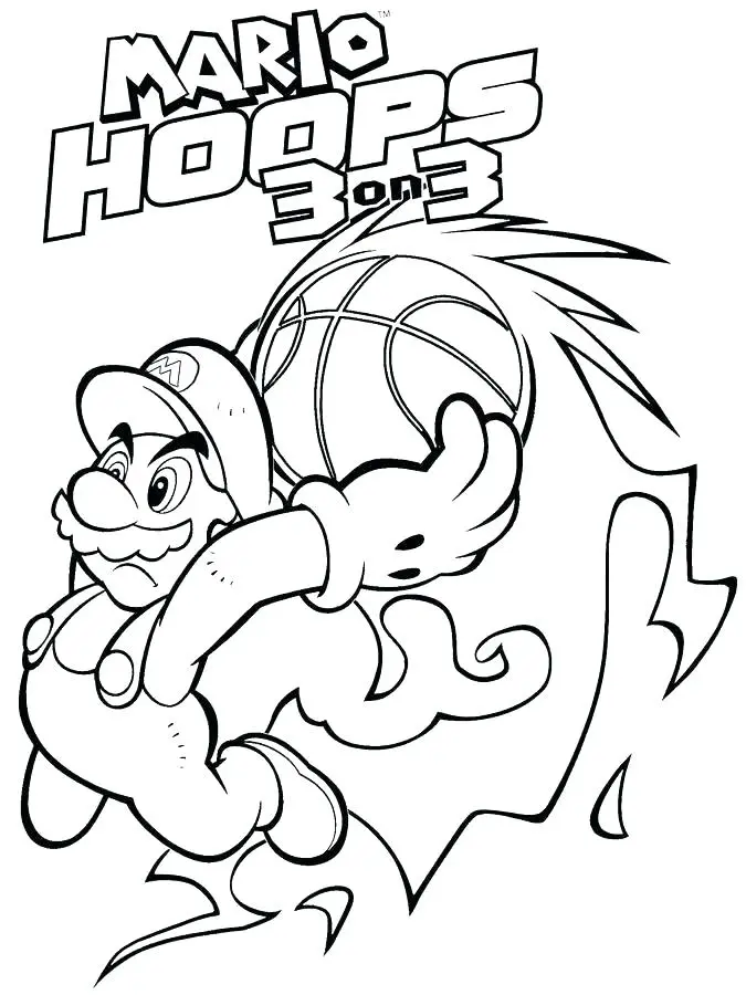 Coloriage Mario Odyssey en action dans un match sportif - Mario à imprimer