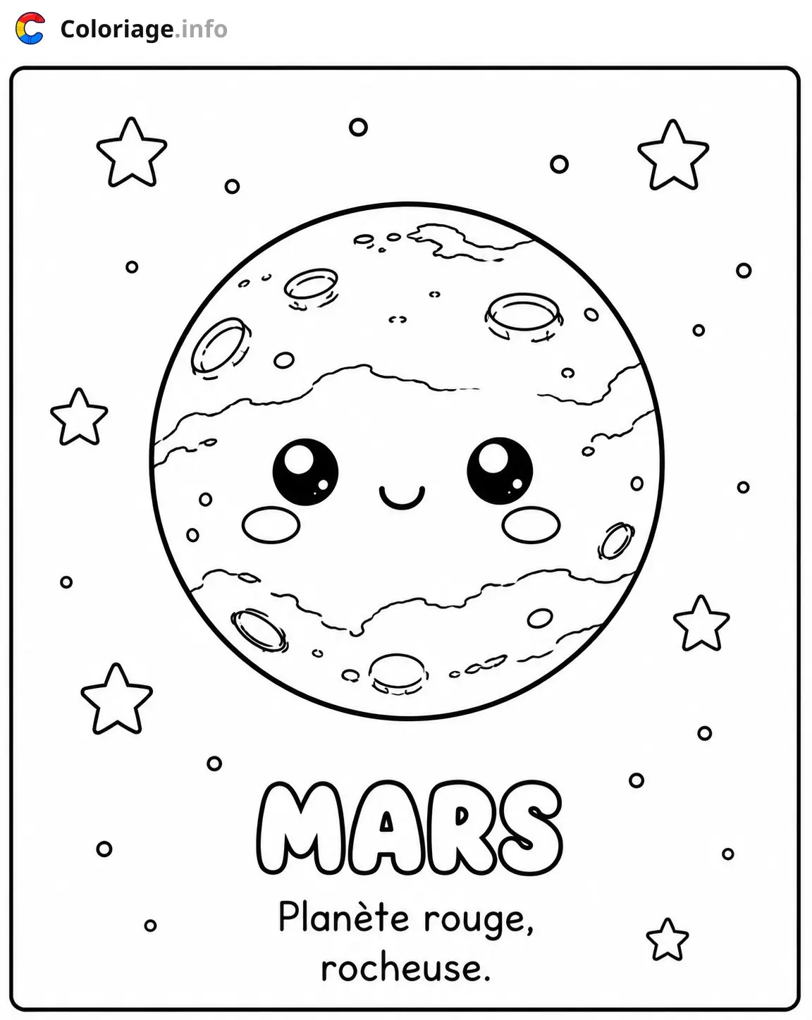 Mars the Red Rocky Planet coloring page – Planète – to print