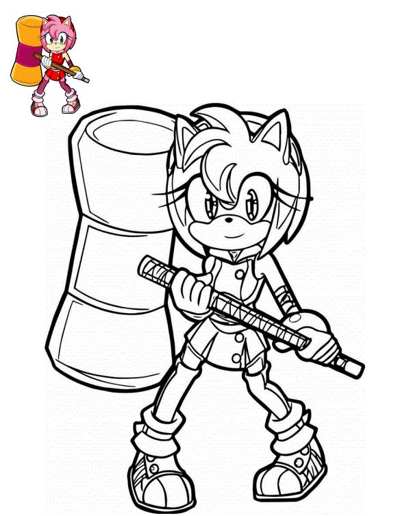 Disegno di Il Martello Piko Piko di Amy Rose – Sonic da stampare