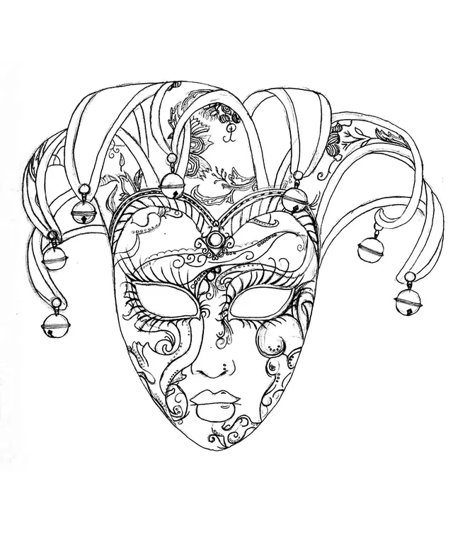 Coloriage Masque Du Carnaval De Venise - Carnaval à imprimer