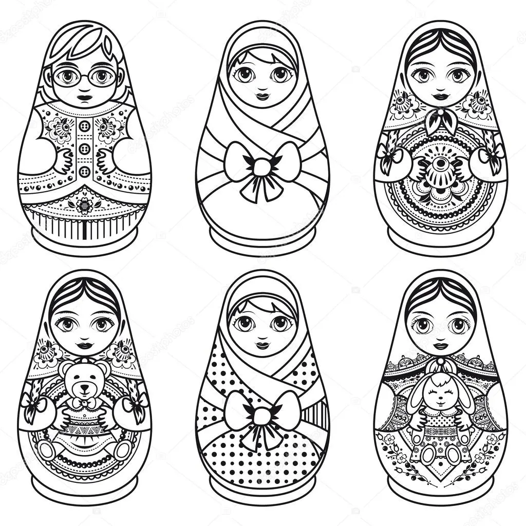 Coloriage Matryoshka Matryoshka Folk Nesting Doll Poupée Russe - Poupée russe matriochka à imprimer