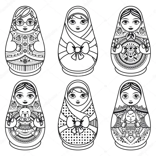 Coloriage Matryoshka Matryoshka Folk Nesting Doll Poupée Russe - Poupée russe matriochka à imprimer