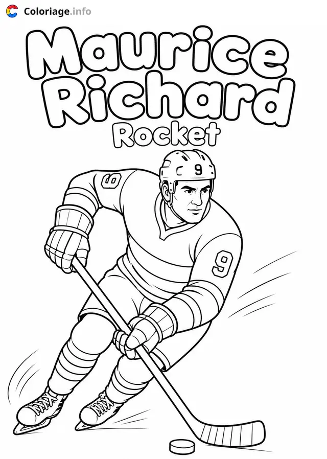 Coloriage Maurice Richard le Rocket - Hockey à imprimer