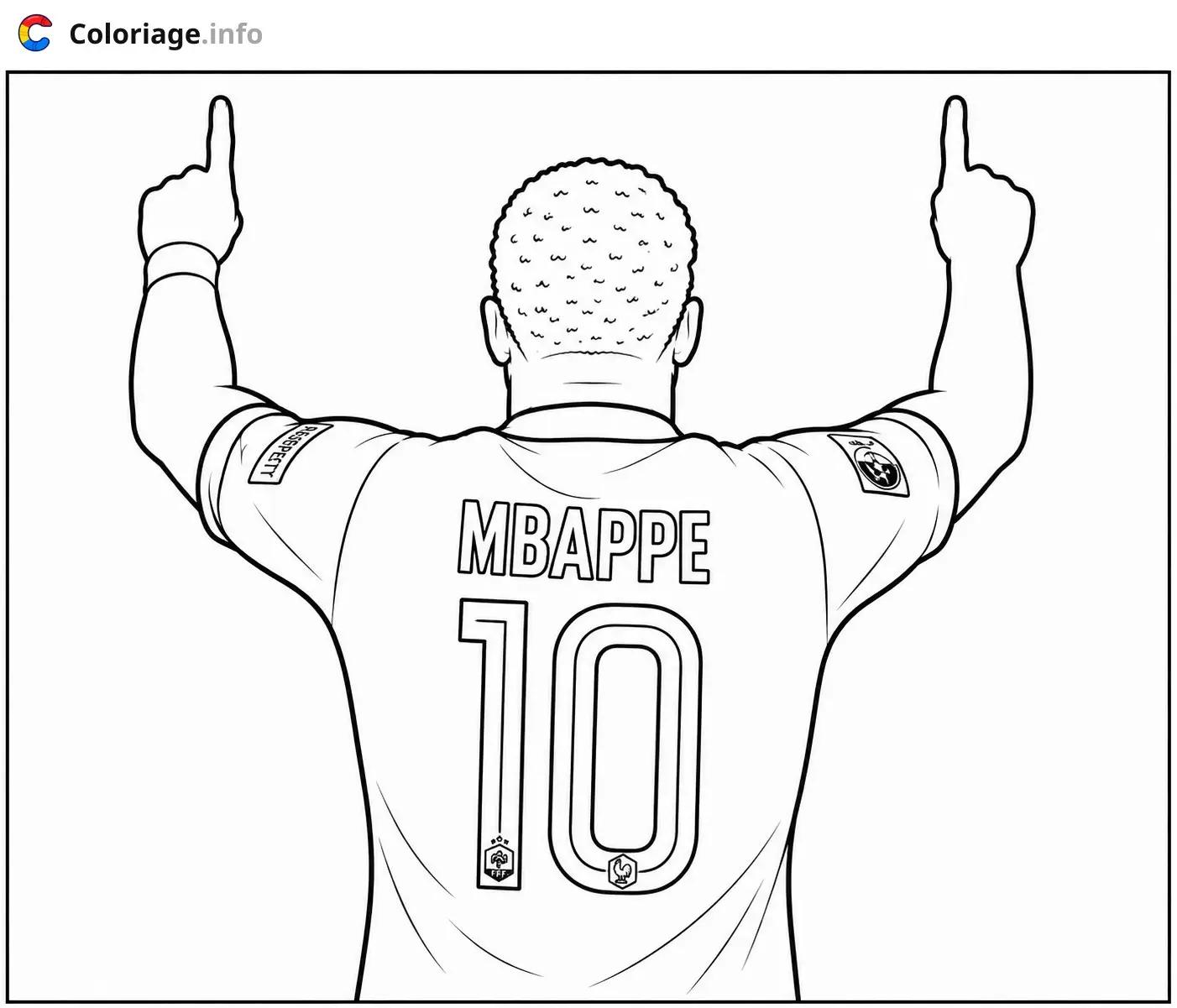 Coloriage Mbappé numéro 10 célébrant son but Équipe de France - Mbappé à imprimer