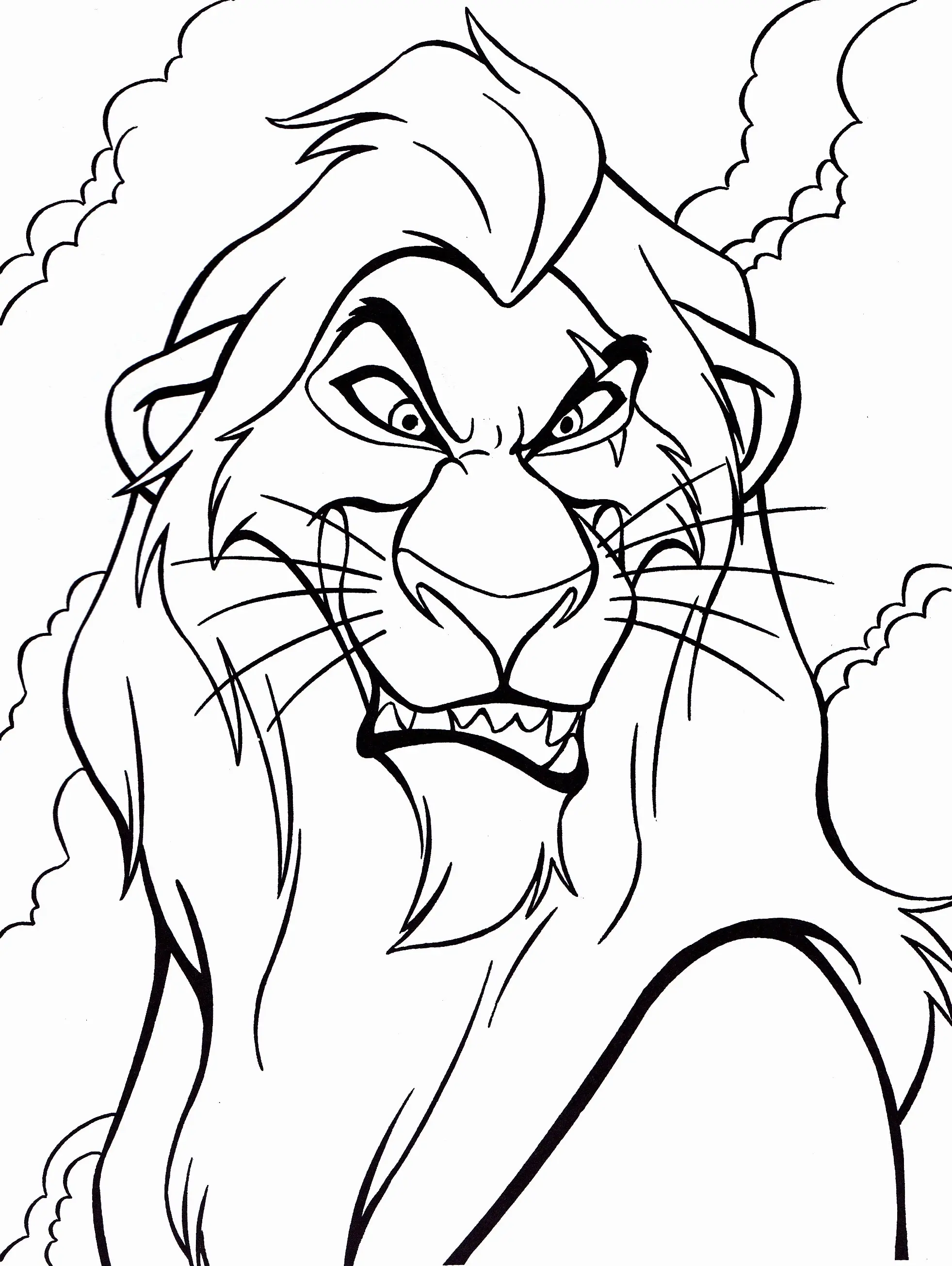 Coloriage Méchant Du Roi Lion - Roi lion à imprimer