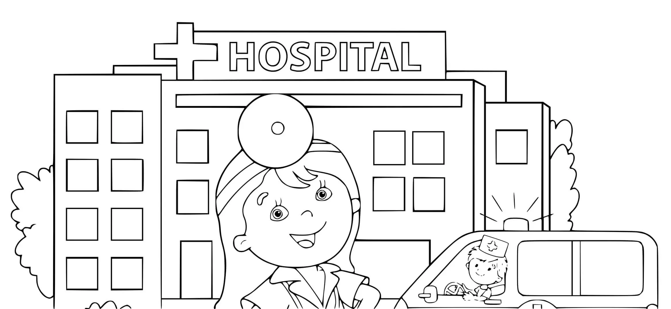 Coloriage Médecin Hopital Ambulance - Docteur médecin à imprimer