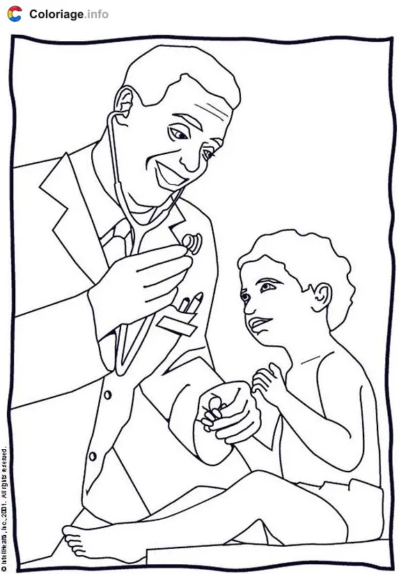 Doctor Examining a Child coloring page to print