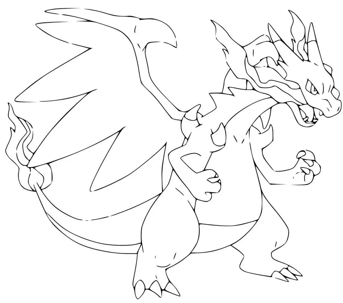 Coloriage Mega Dracaufeu Ex Pokemon - Dracaufeu à imprimer