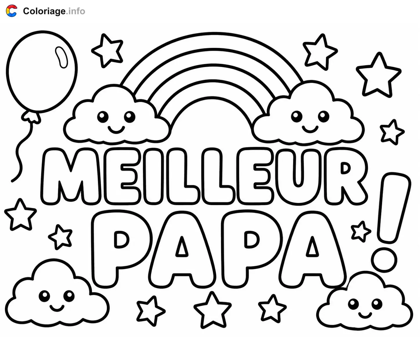 Coloriage Meilleur papa arc-en-ciel - Fête des pères à imprimer