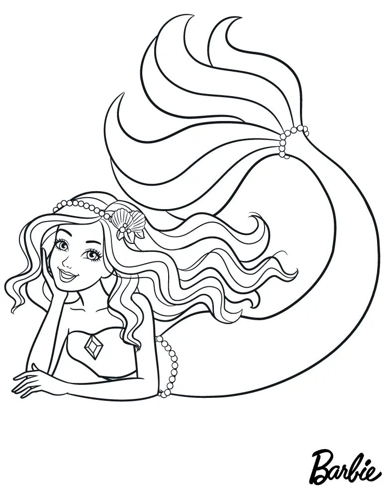 Coloriage Mermaid Barbie Sirène - Barbie à imprimer