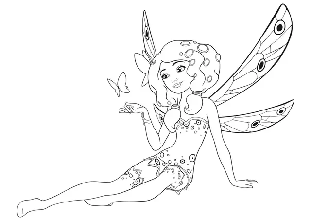 Desenho de Mia e Eu com uma Borboleta para colorir