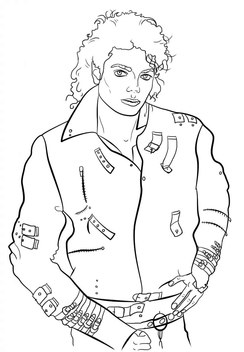 Coloriage Michael Jackson Célébrité Star - Fille ado à imprimer