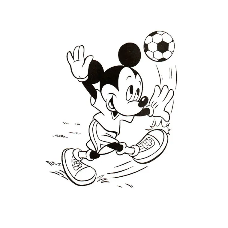 Coloriage Mickey Foot - Foot à imprimer