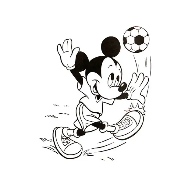 Coloriage Mickey Foot - Foot à imprimer