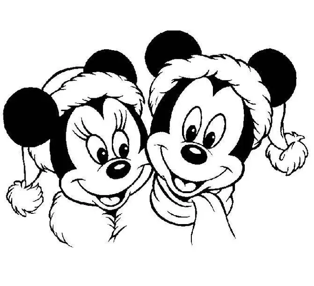 Ausmalbild Micky Maus auf dem Weihnachtsschlitten zum Ausdrucken