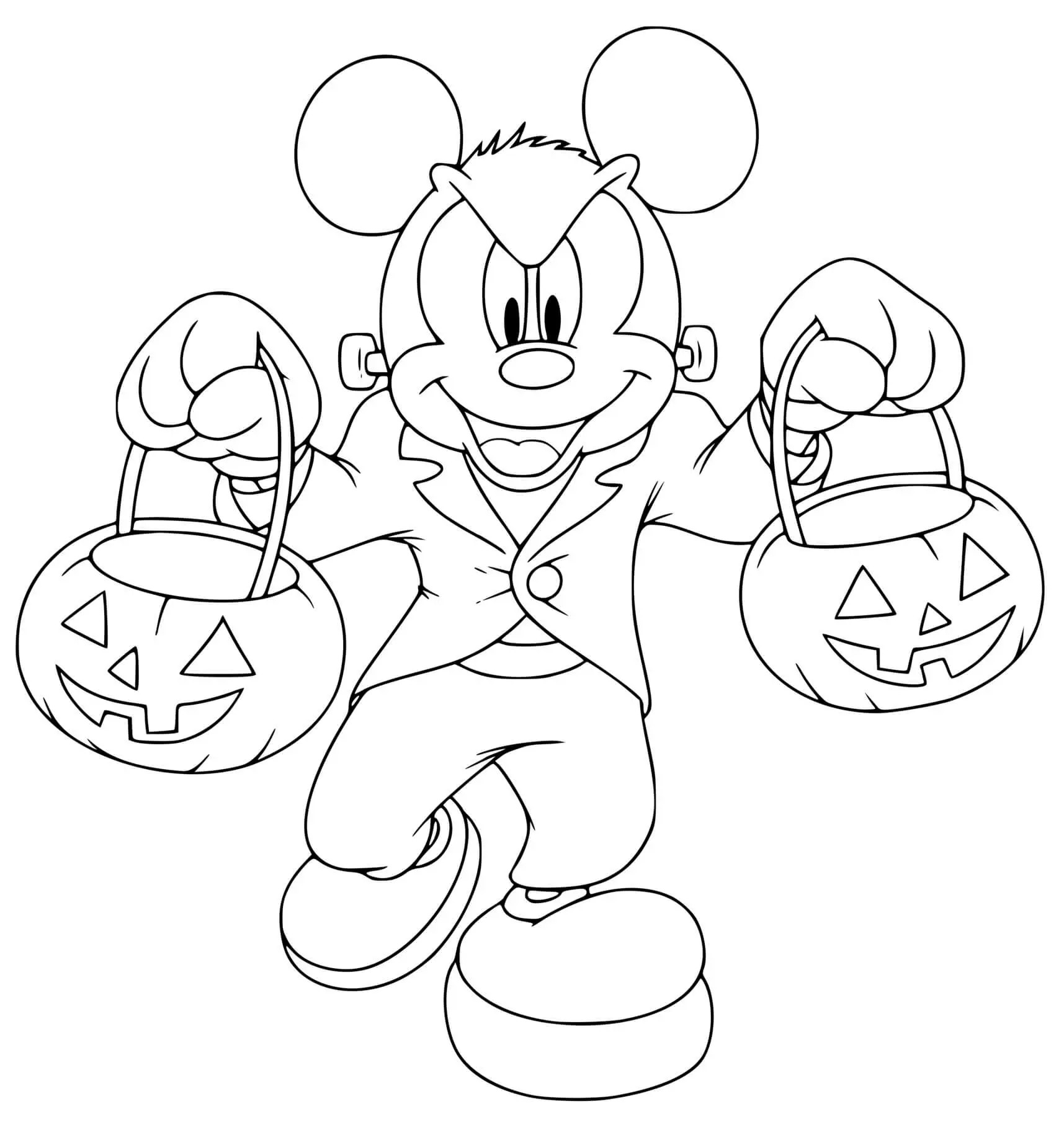 Coloriage Mickey Mouse Frankenstein Zombie Monstre - Halloween disney à imprimer