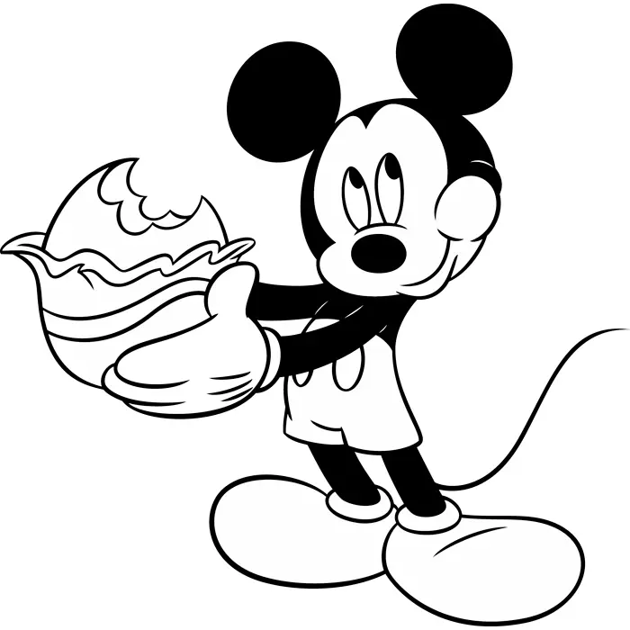 Coloriage Mickey Mouse Mange Un Chocolat Œuf De Pâques - Pâques Disney à imprimer