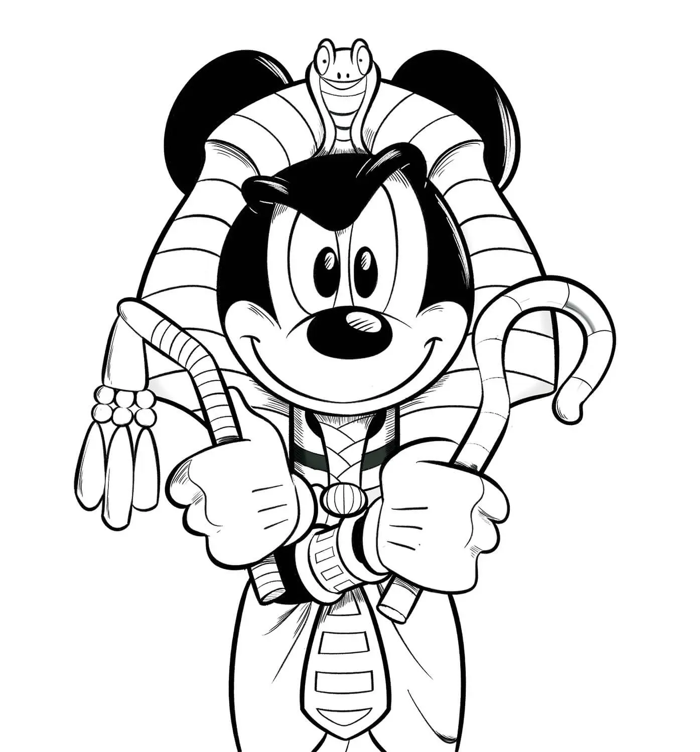 Coloriage Mickey Pharaon Égypte - Égypte à imprimer