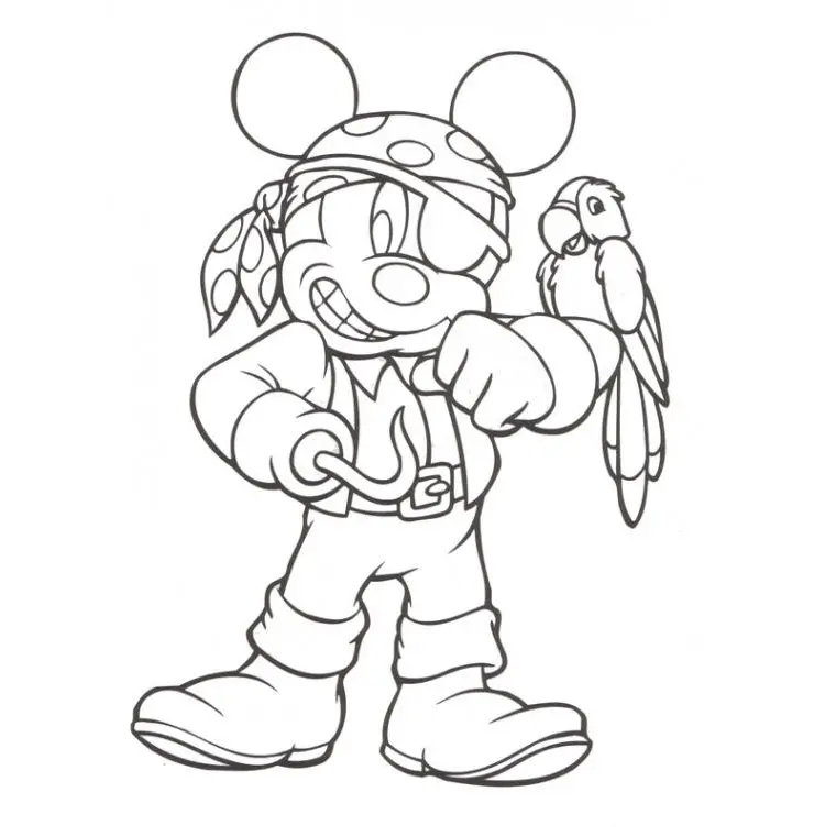 Kleurplaat Mickey Mouse als piraat om te printen