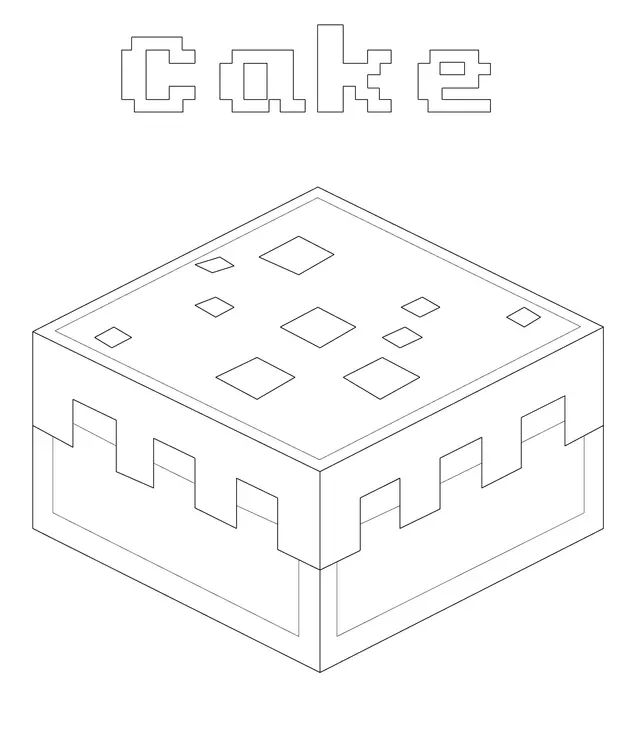 Coloriage Minecraft Gâteau Cake - Minecraft à imprimer
