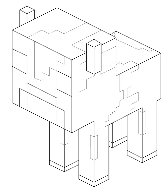 Coloriage Minecraft Bébé Mooshroom Vache - Minecraft à imprimer