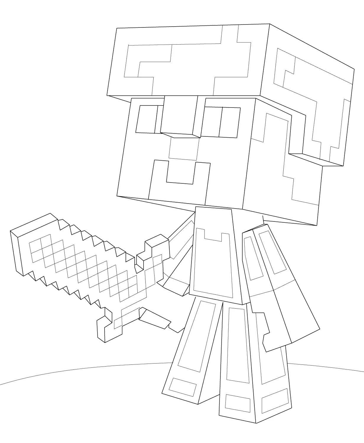 Coloriage Minecraft Steve Diamond Armor - Minecraft à imprimer