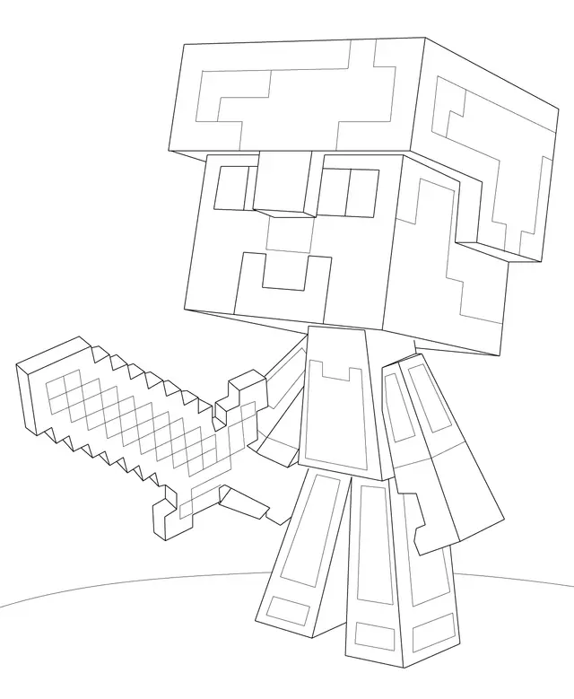 Coloriage Minecraft Steve Diamond Armor - Minecraft à imprimer