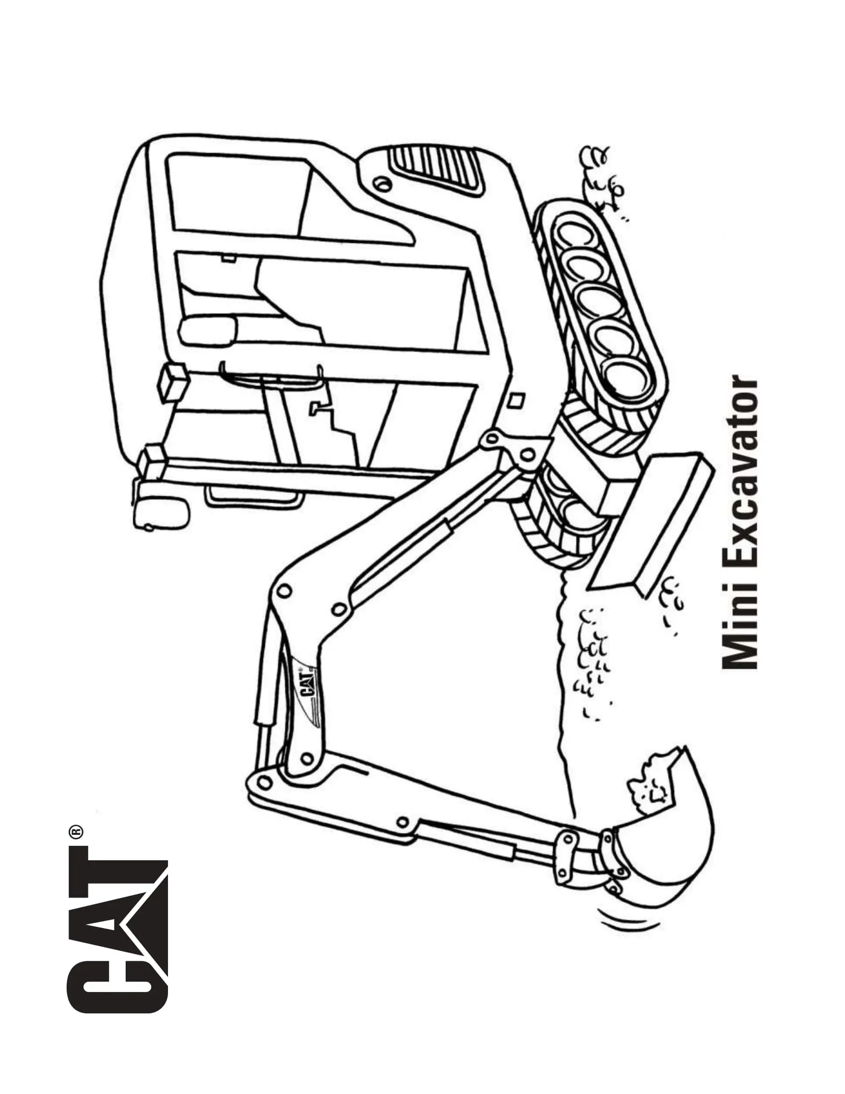 Coloriage Mini Excavator Camion Cat - Camion à imprimer