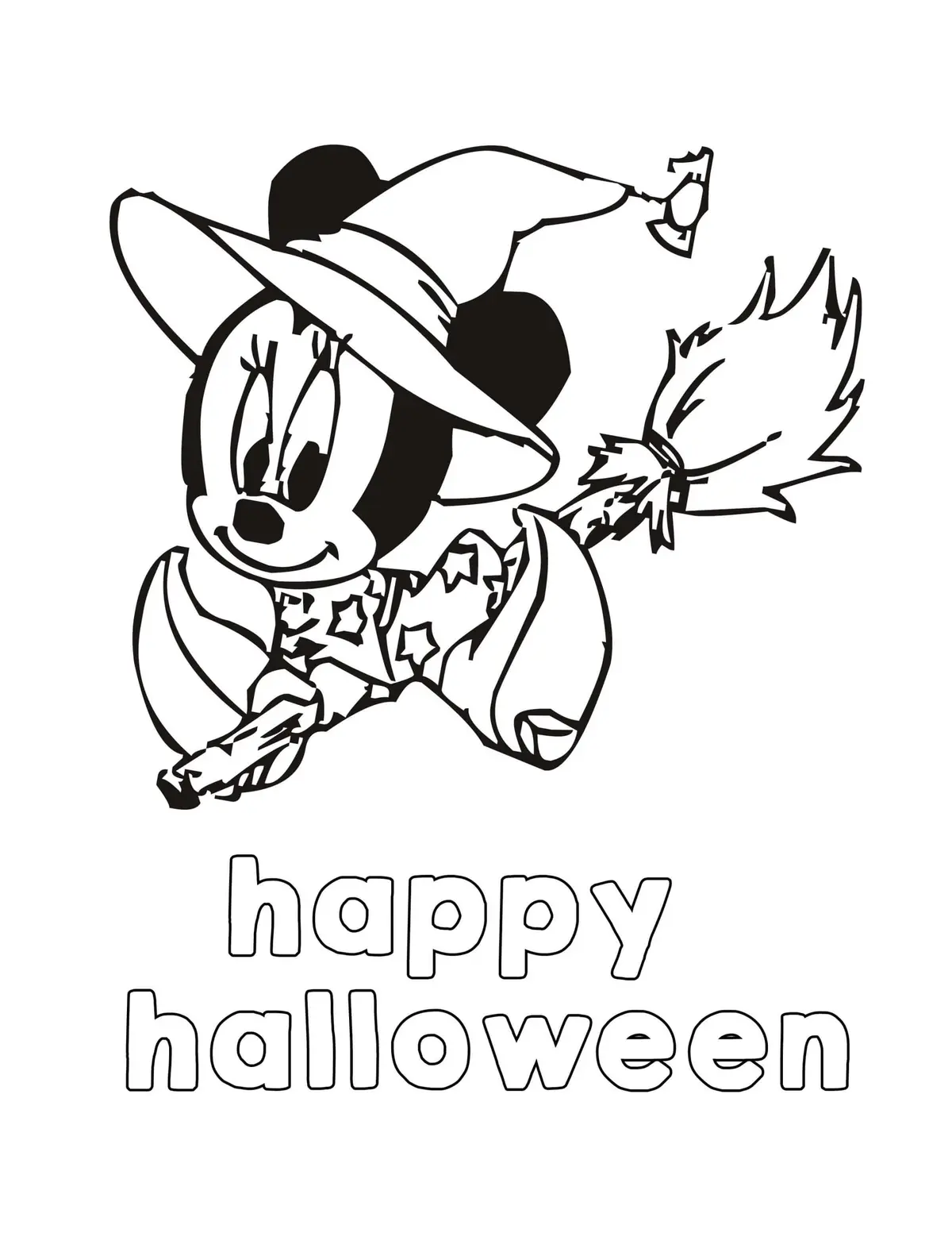 Happy Halloween Minnie coloring page to print