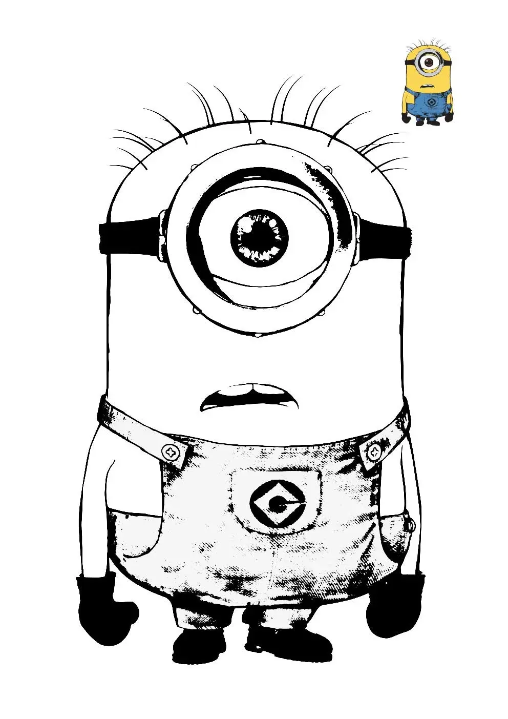 Ausmalbild Minion mit ausdruckslosem Gesicht zum Ausdrucken