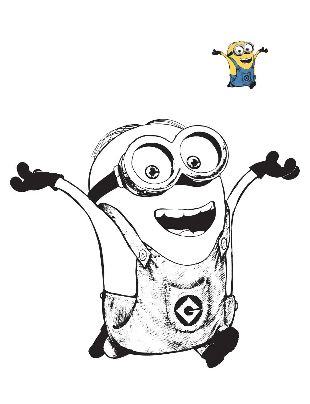 Coloriage Minion Est Tout Heureux - Minions à imprimer