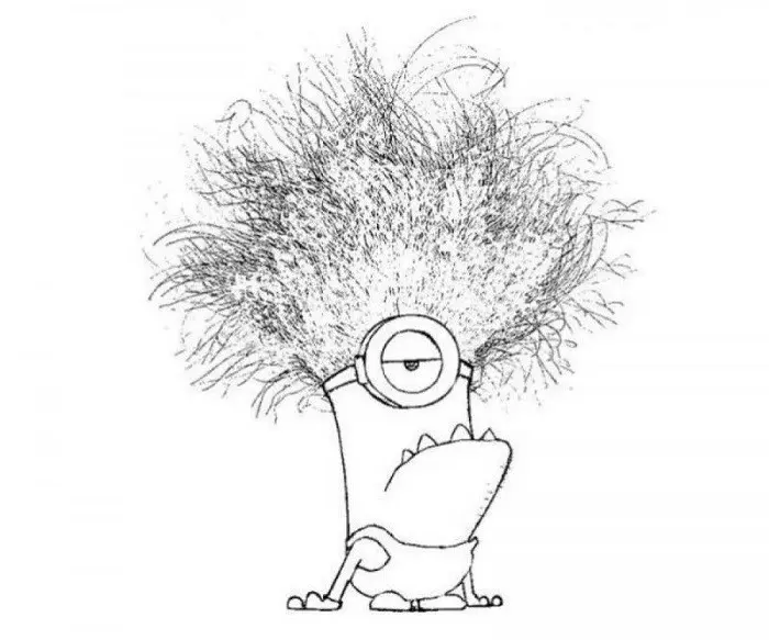 Coloriage Minion en action avec ses accessoires - Minions à imprimer