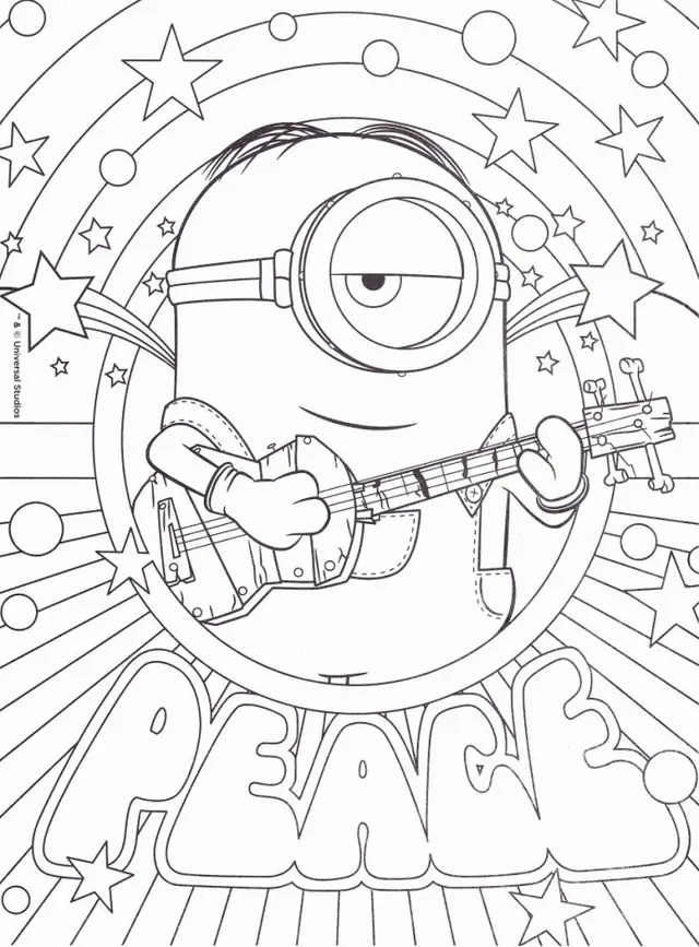 Coloriage Minion Peace Paix - Minions à imprimer