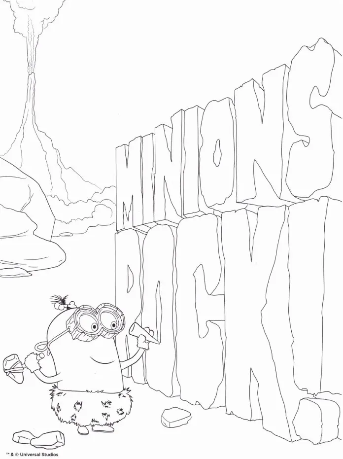 Coloriage Minion Prehistorique - Minions à imprimer