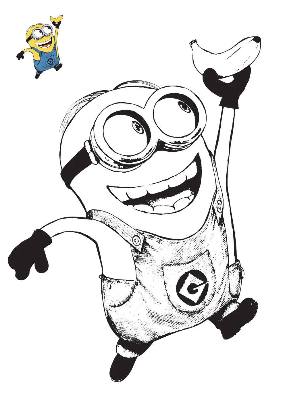 Coloriage Minion Tient Une Banane - Minions à imprimer