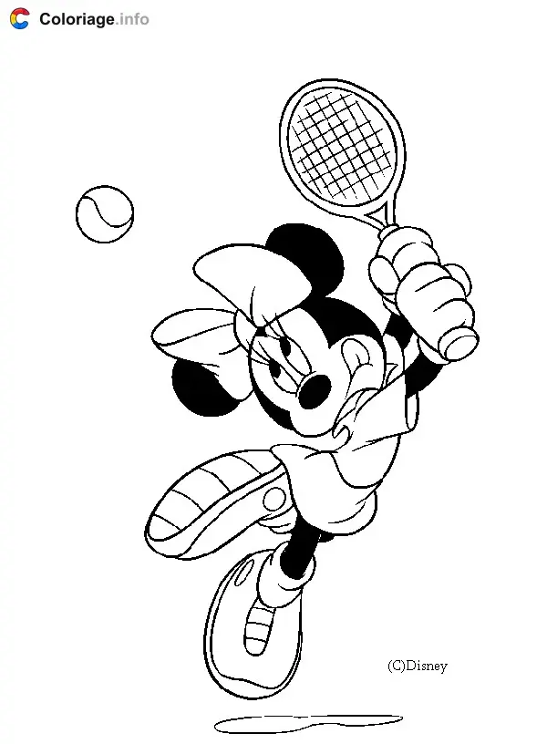 Minnie Playing Tennis coloring page to print