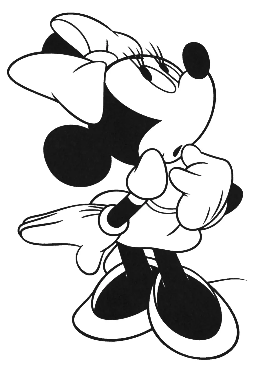 Kleurplaat Minnie Mouse verliefd op Mickey Mouse om te printen