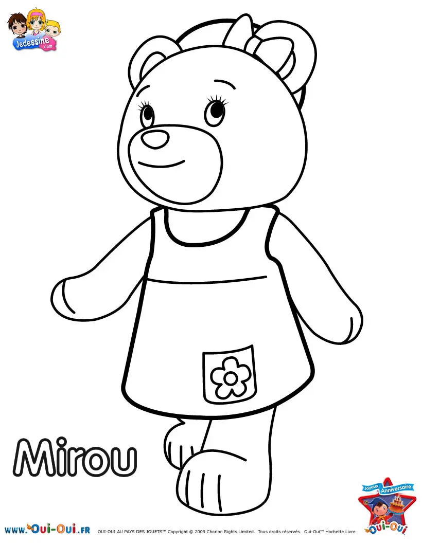 Coloriage Mirou Nounours De Oui Oui Dessin Anime - Oui oui à imprimer