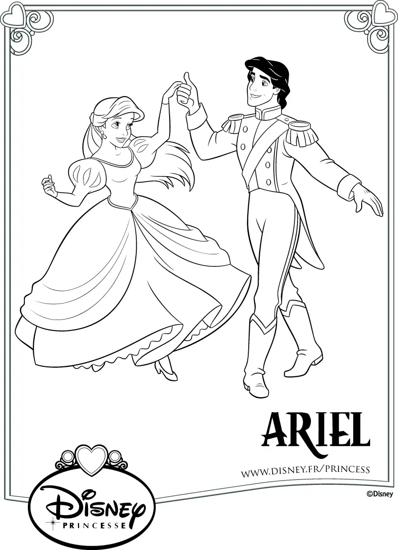 A Romantic Moment for The Little Mermaid and Her Love coloring page to print