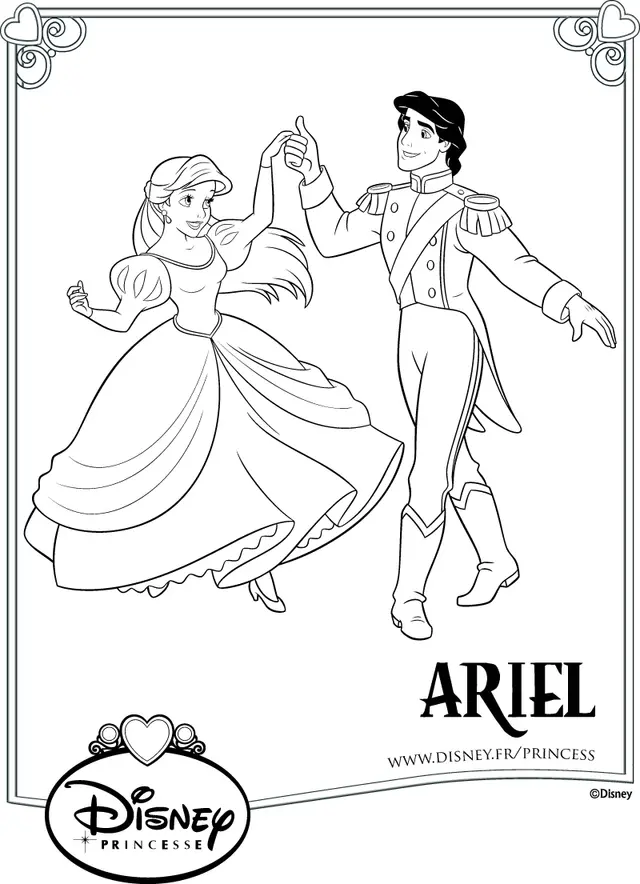 A Romantic Moment for The Little Mermaid and Her Love coloring page to print