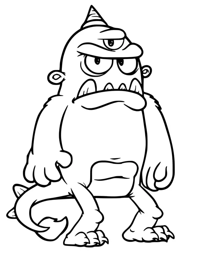 Coloriage Monstre Effrayant Avec Trois Yeux - Monstre à imprimer