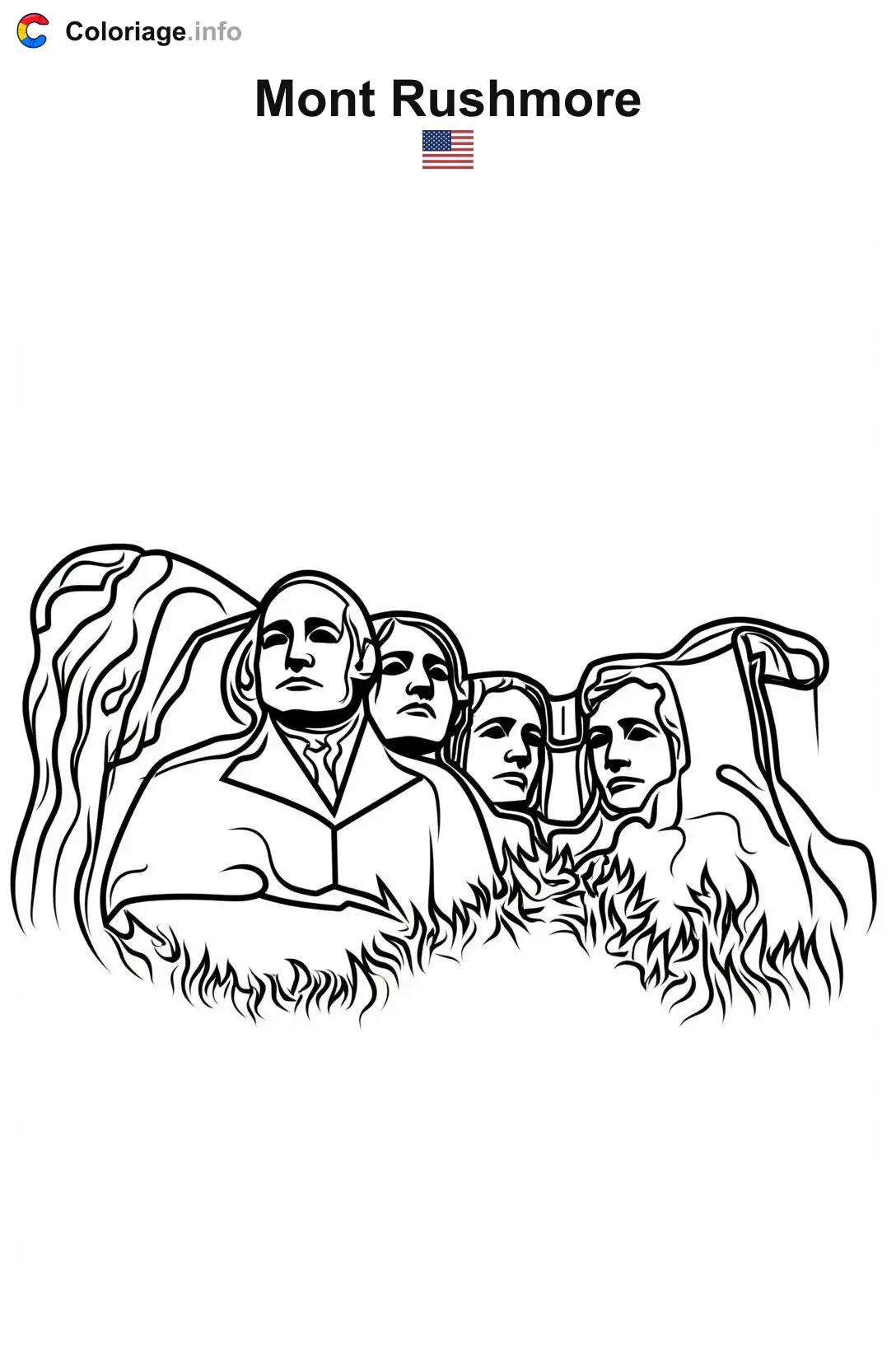 Coloriage Mont Rushmore États-Unis - Monuments à imprimer
