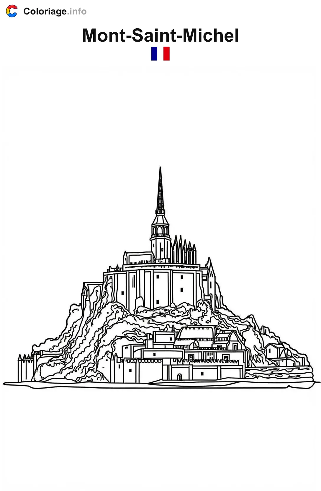 Coloriage Mont-Saint-Michel France - Monuments à imprimer